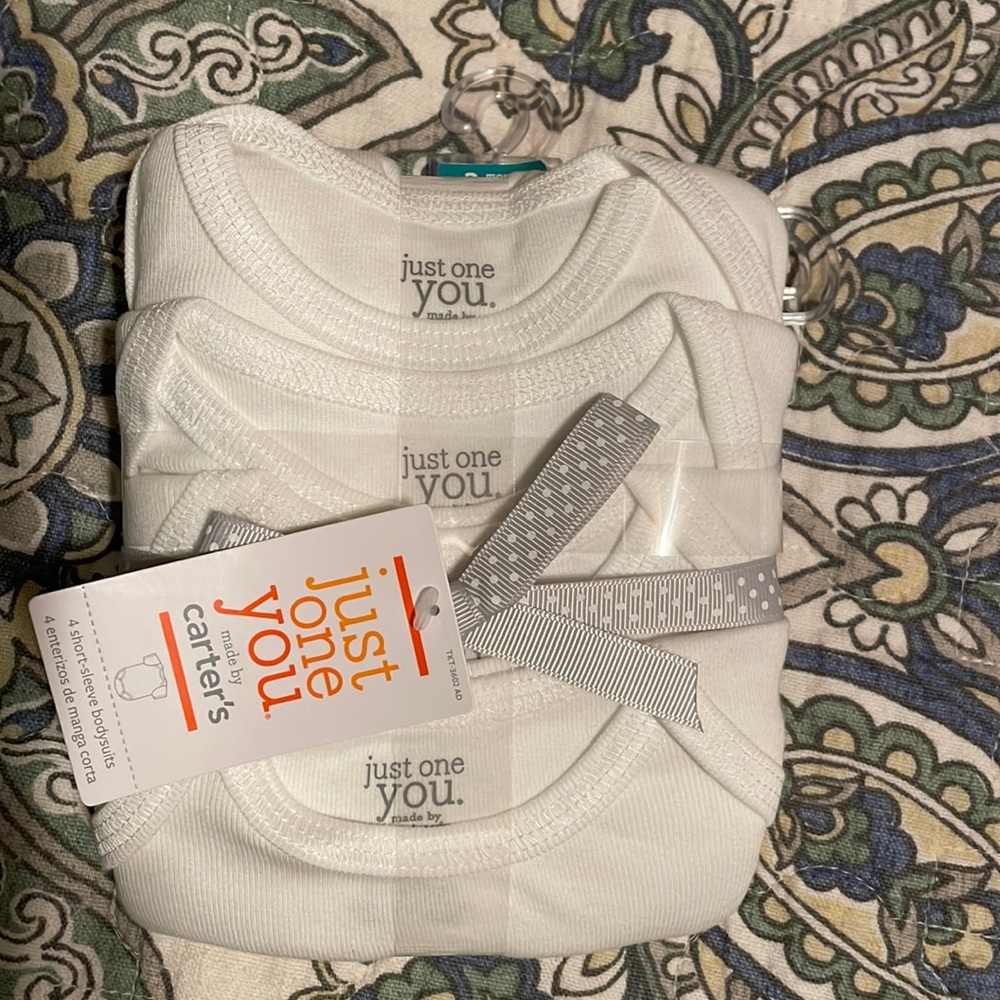 Just One You by Carter's Unisex 4 Pack Short-sleeve bodysuits - White (3 Months)